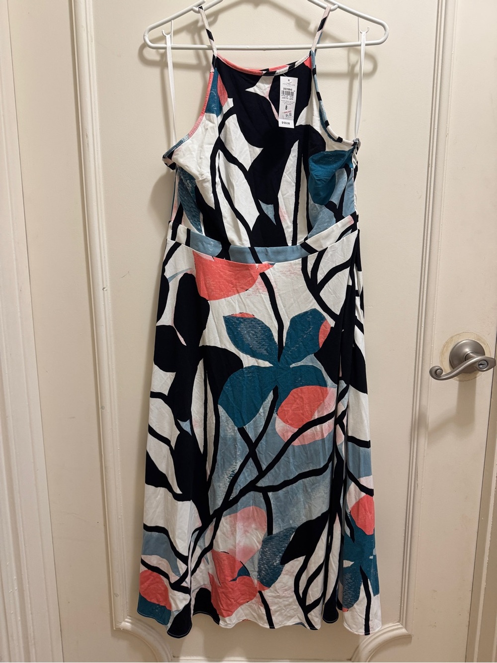 NWT Ann Taylor Factory Floral Print Sleeveless Midi Dress in Teal, Pink  & Black
